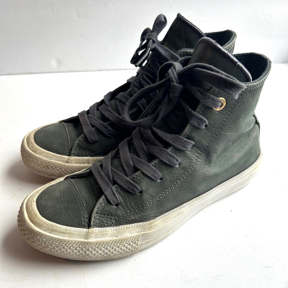 Converse Chuck Taylor II Sneakers Women 6 All Star Grey Leather High Top 555954C